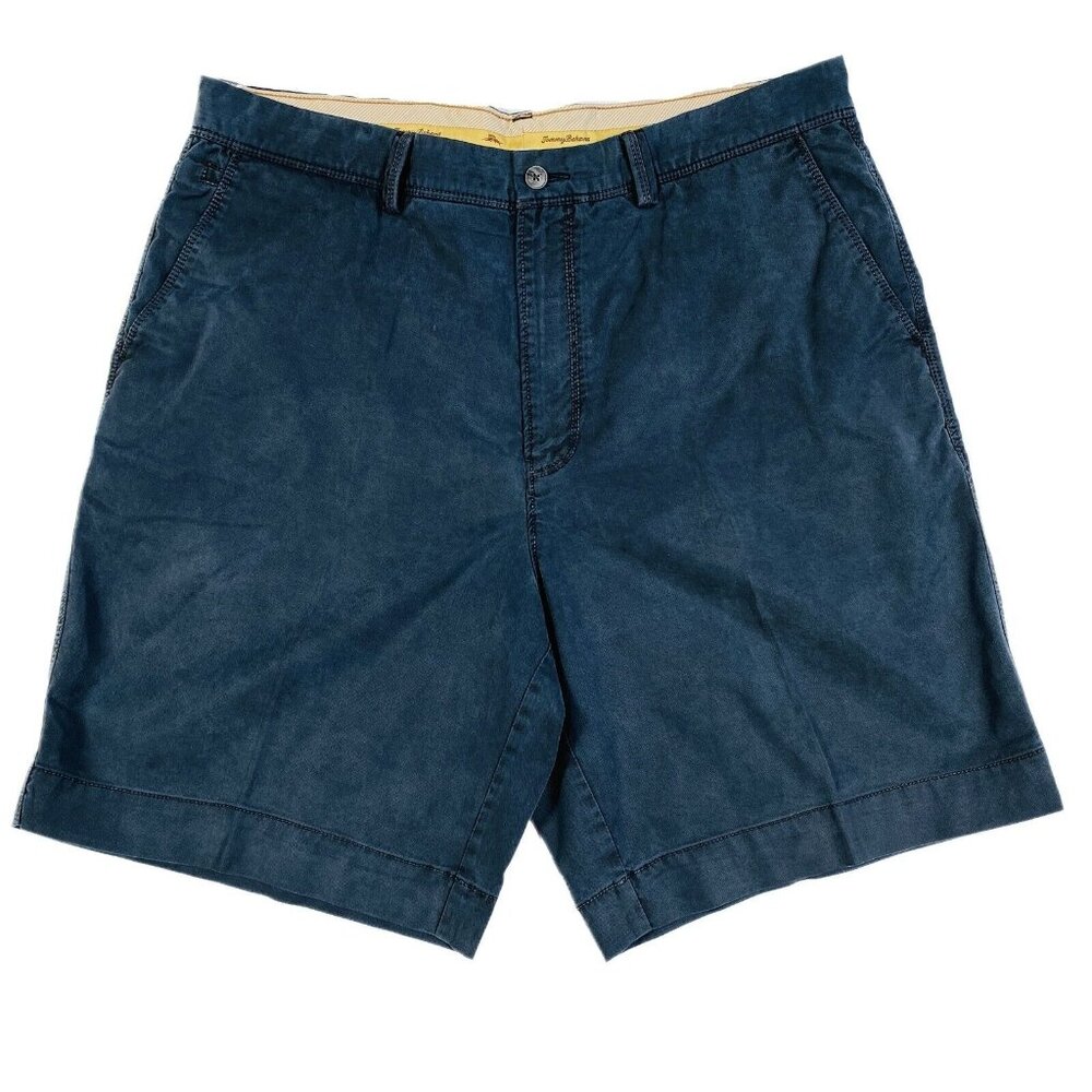 Mens Tommy Bahama Sz 36 Blue Cotton Blend Stretch High Rise Chino Shorts